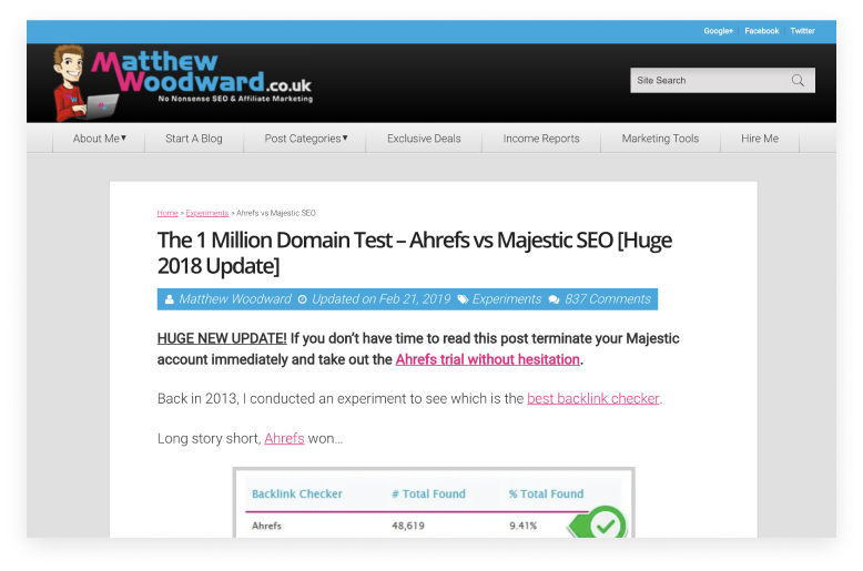 Matthew Woodward – affiliate program article ideas for bloggers