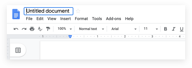 Create and name a new document