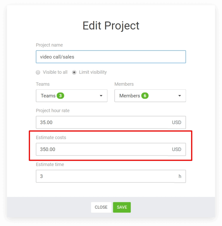 Screenshot of the Edit Project feature in Desktime's project time tracking app