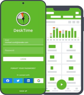 Screenshot of DeskTime mobile time tracker on a smartphone