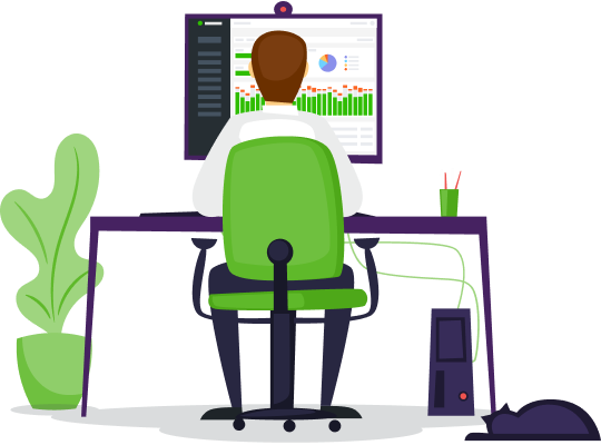 Ilustration of online work time recording with DeskTime