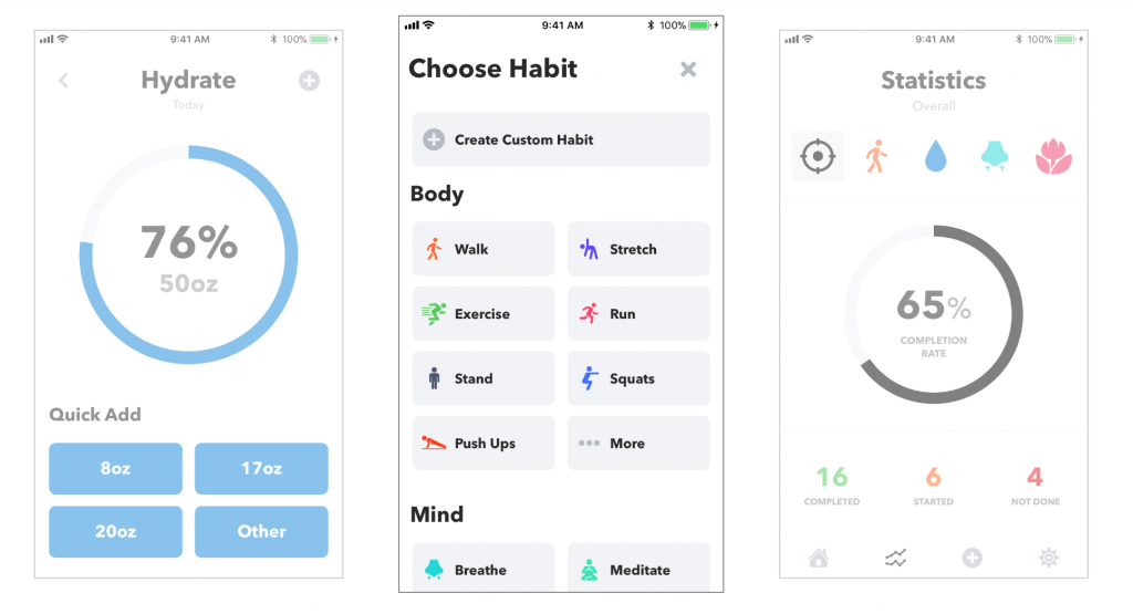 A screenshot of the HabitMinder app for habit tracking and time management