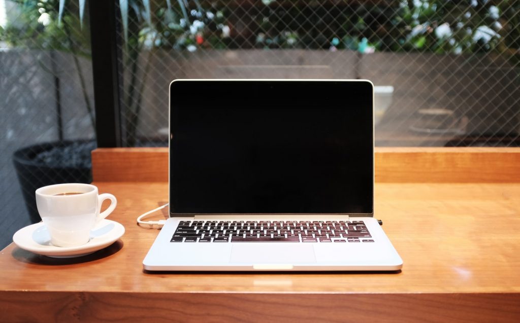 A desk set up for remote work