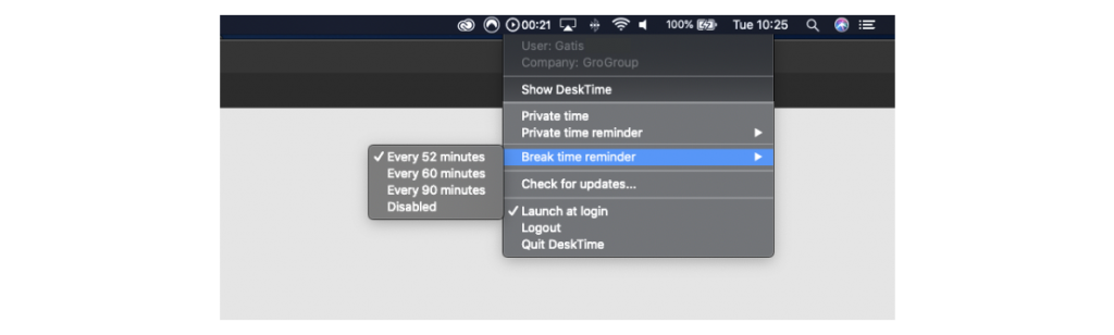 DeskTime break reminder
