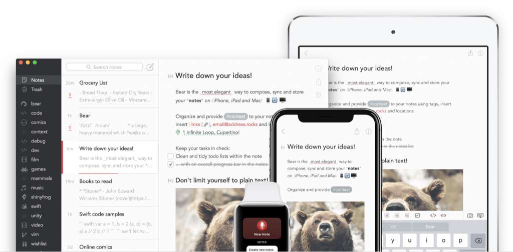 BearApp for notes and to-do lists
