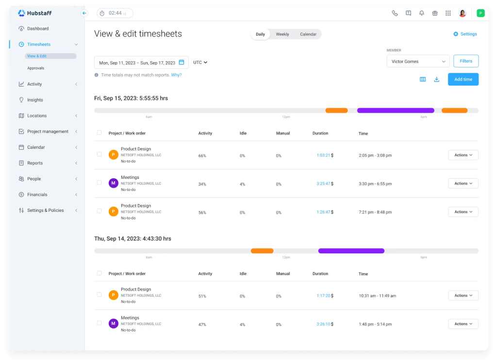 hubstaff simple timesheet app