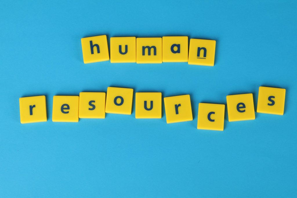 plastic letters saying "human resources"