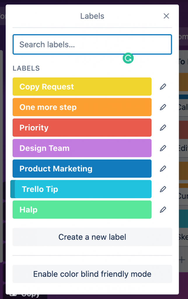 A screenshot from Trello app