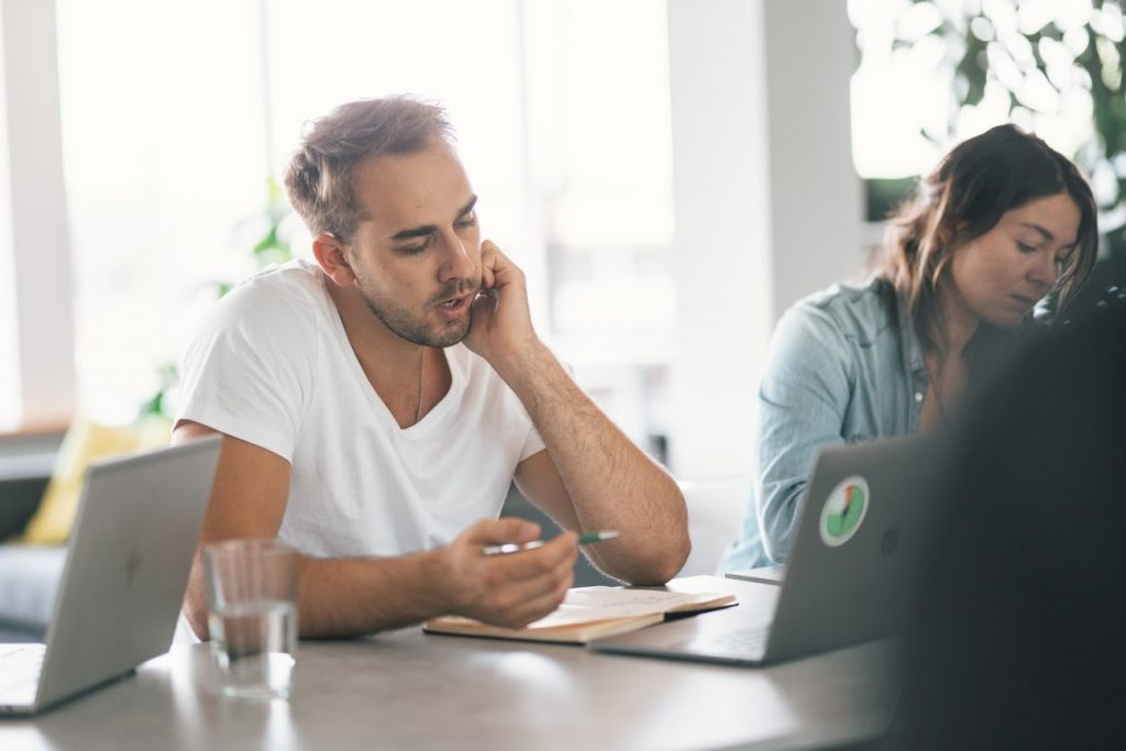 Person speaking in a team meeting