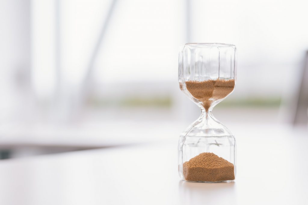 Hourglass on a table