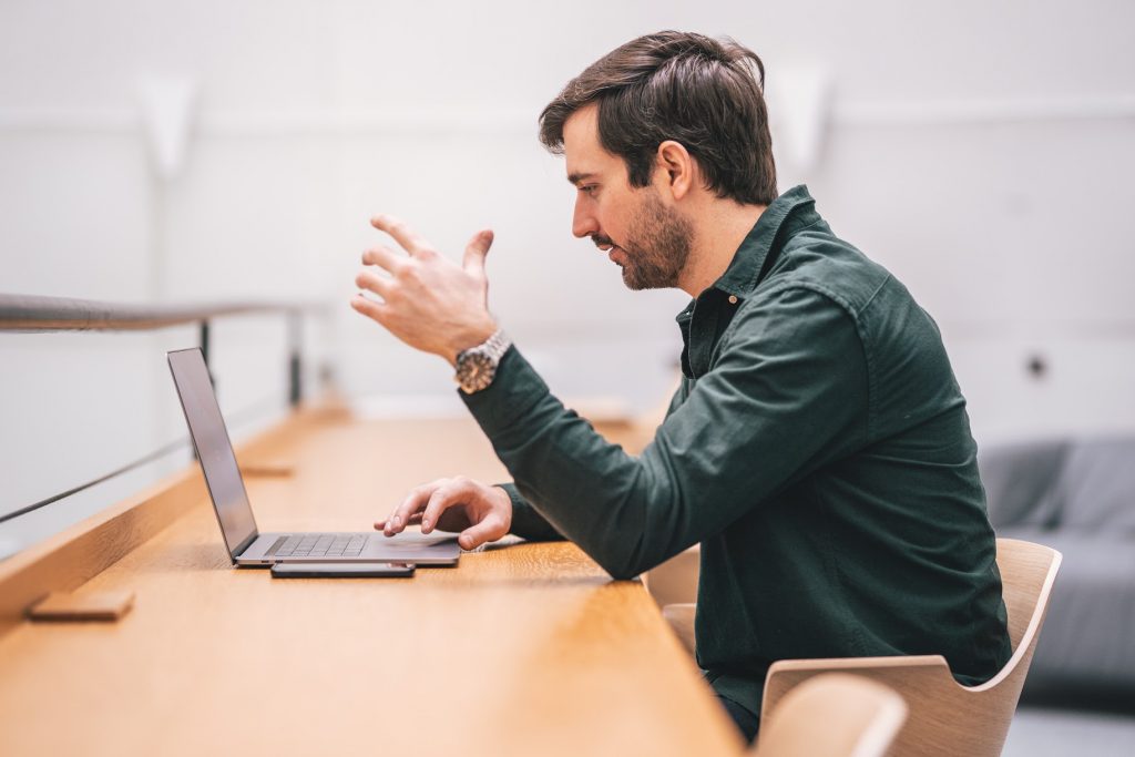 Man talking on a video call