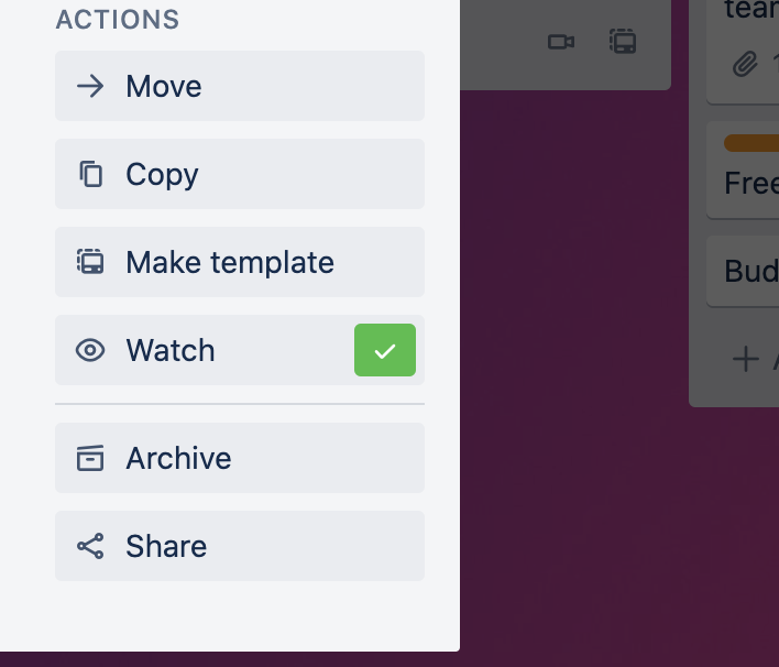 A screenshot from Trello app