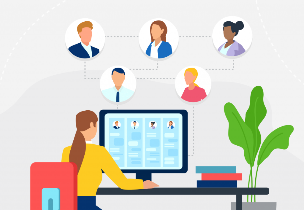 remote employees in a meeting illustration