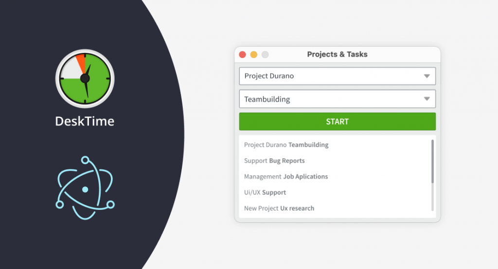 DeskTime app in the Electron framework