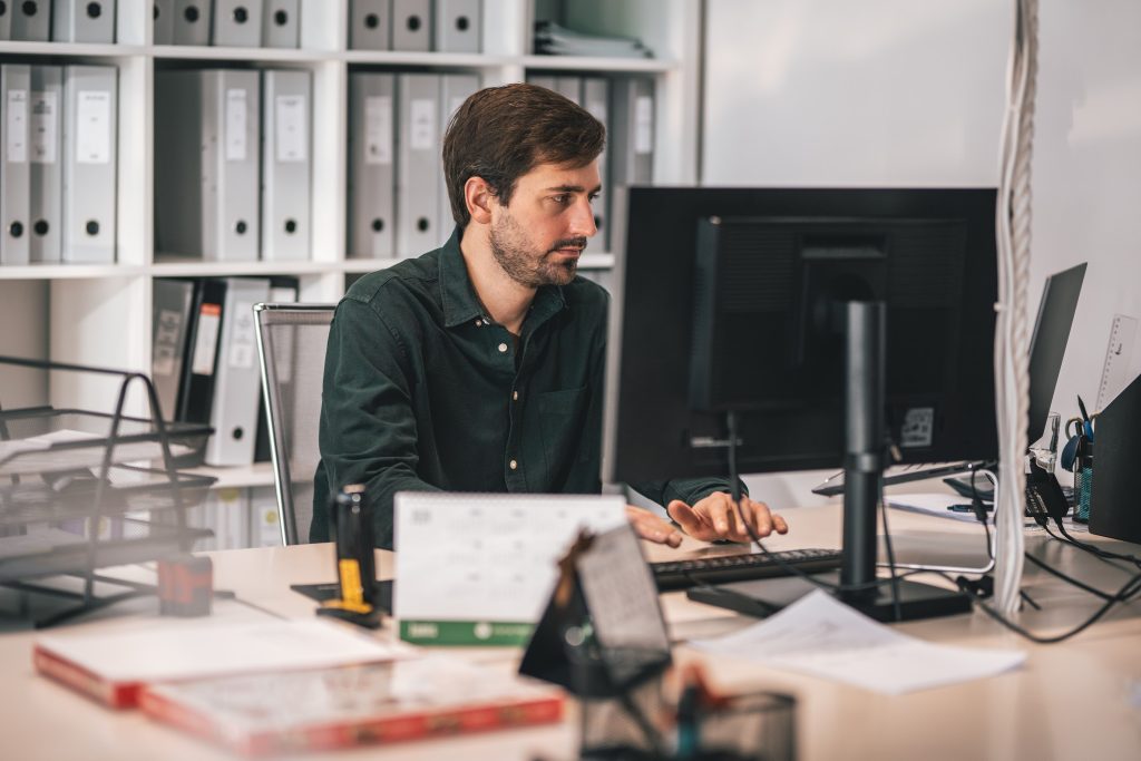 Man working on a computer