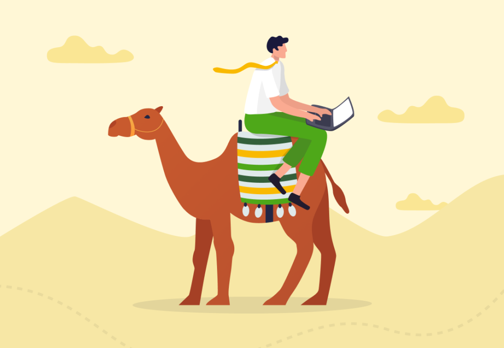 Digital nomad on a camel