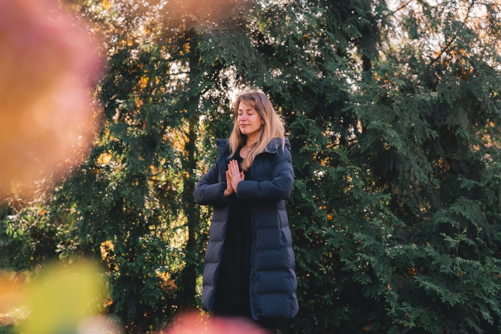 A woman standing outside