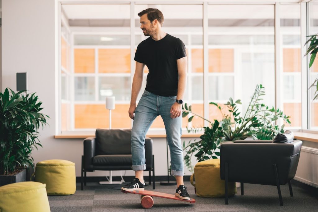 A man doing a balancing act