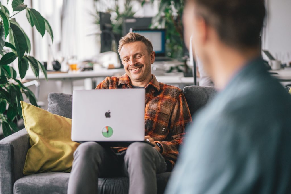 man enjoying artificial intelligence in the workplace