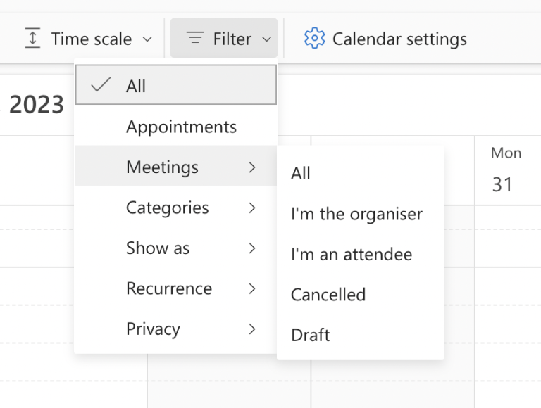 the outlook calendar assignment quizlet