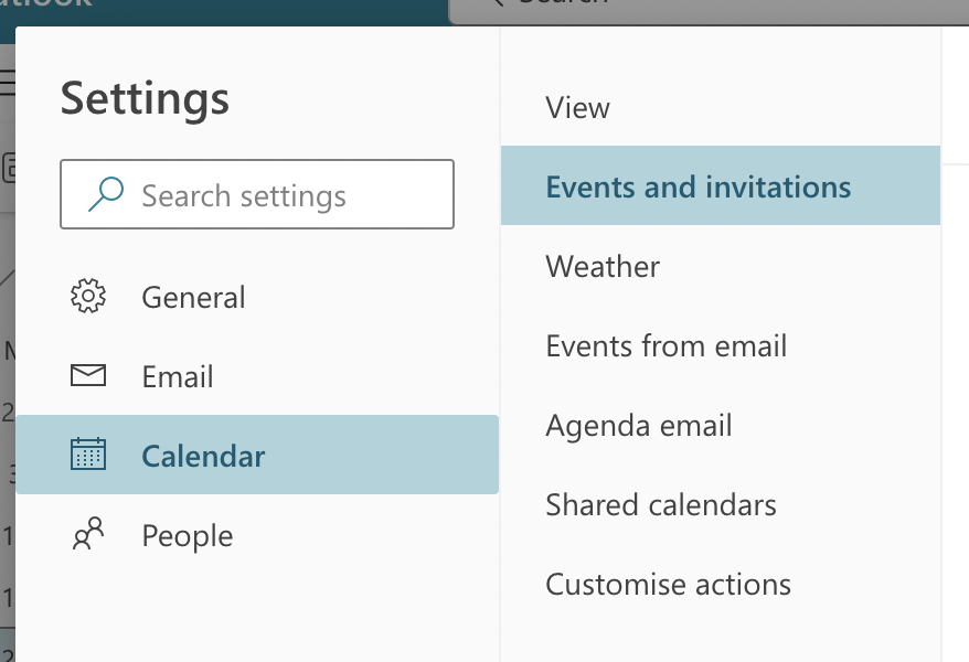 outlook calendar screenshot