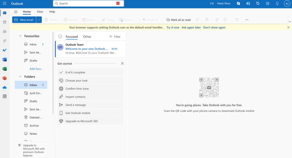 A screenshot from Outlook