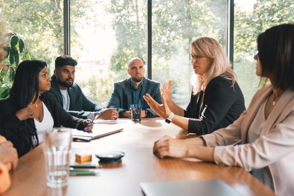 An inclusive team having a discussion