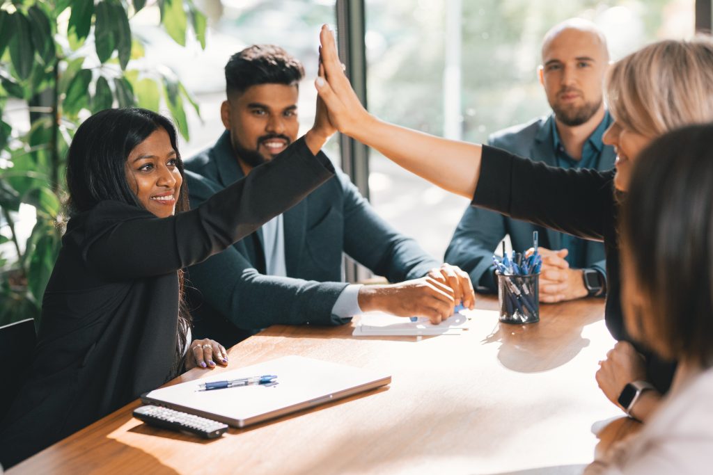 colleagues sharing tips for going back to the office