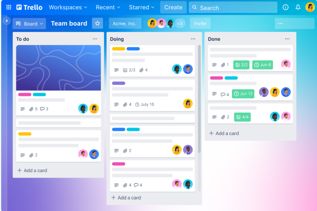 Trello task management software