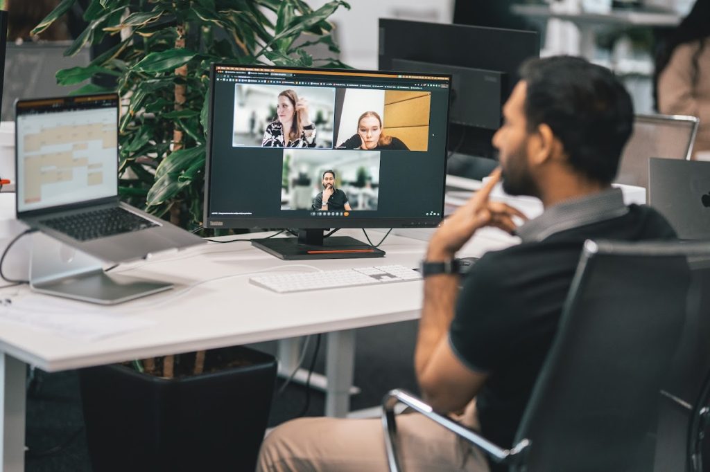 a video call hiring remote employees in other countries