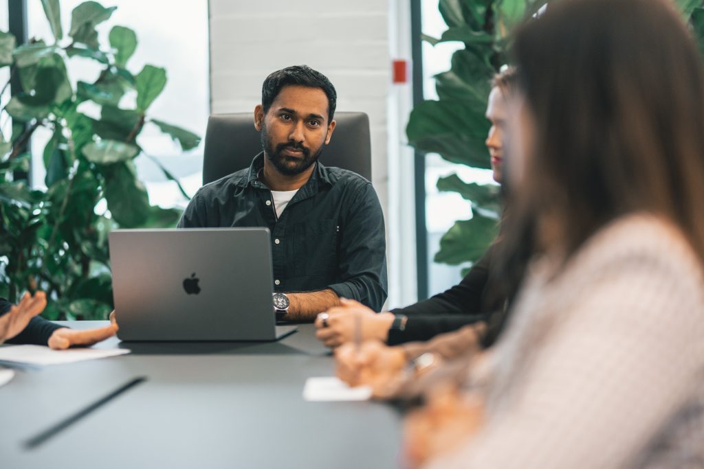 Man observing use of ai in office work