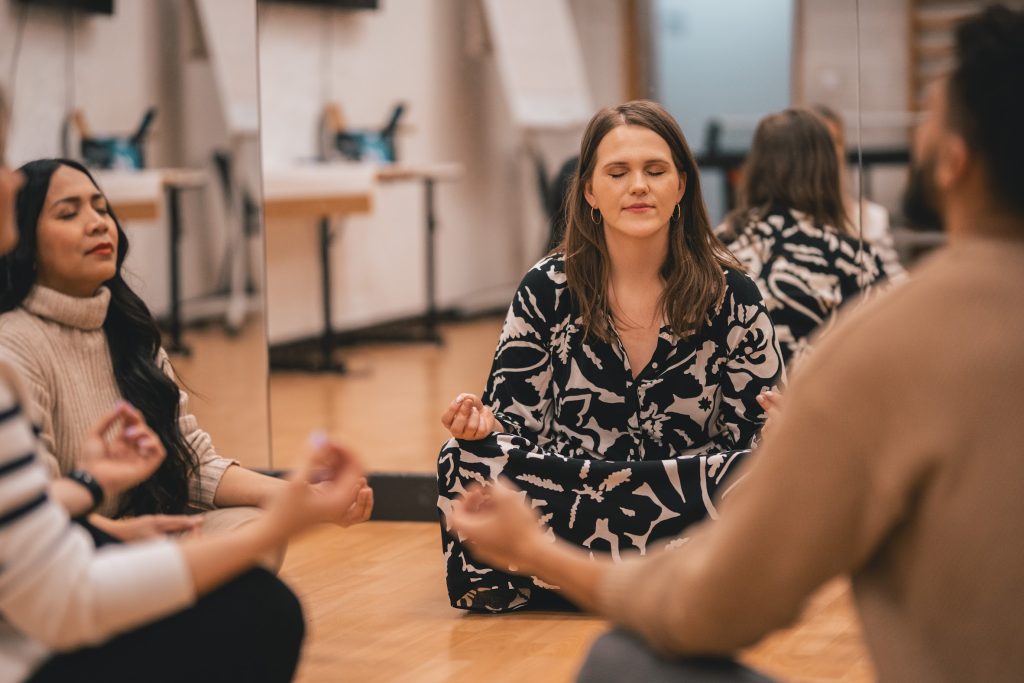 people meditating