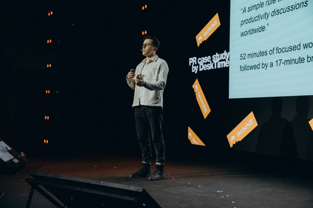 DeskTime CMO Elvis Abeltins at TechChill