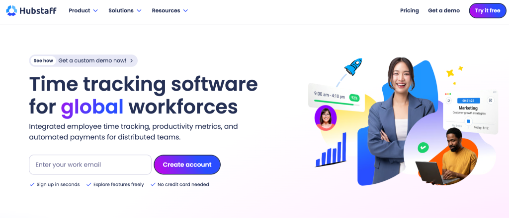 Hubstaff website screesnhot