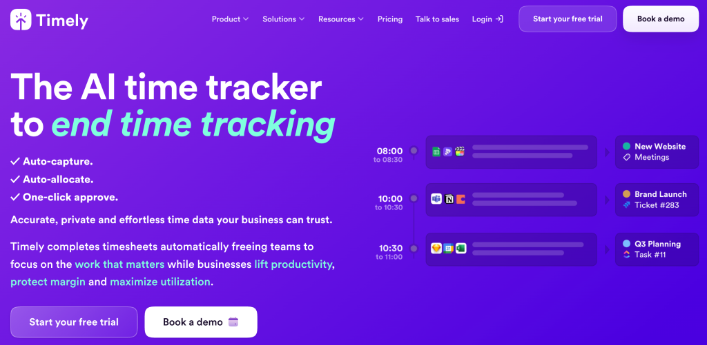 Timely screenshot ai time tracking tools
