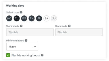 Configuración del tiempo de trabajo