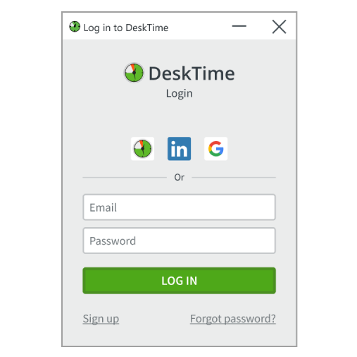 Launch DeskTime and sign in to start tracking your time.