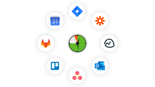 An image depicting all of the integrations offered by the DeskTime automatic time tracking app on Windows