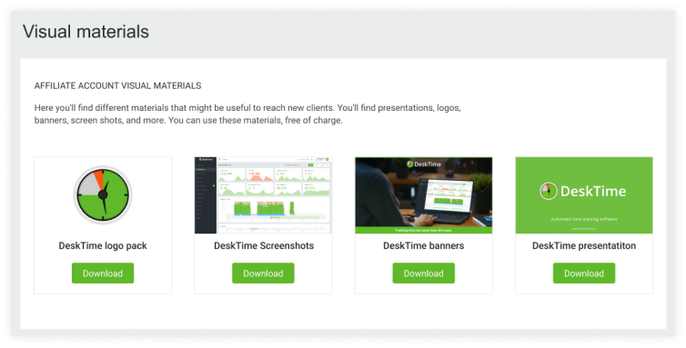DeskTime Affiliate Visual materials