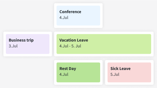 A screenshot of the DeskTime Absence calendar.