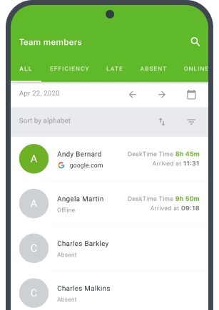 Real time information in an Android time tracking app