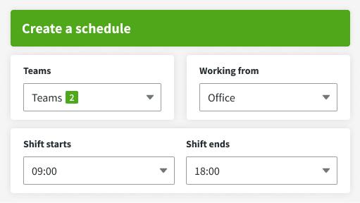 A screenshot of the DeskTime shift scheduling app.