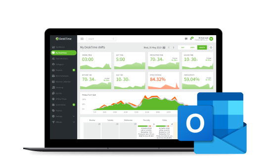 How does the Outlook + time tracker integration work?